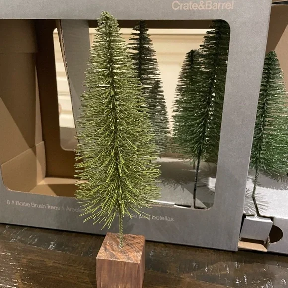 Crate&Barrel Festive Green Bottle Brush Trees - Picture 4 of 6